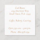 Coffee Shop Visitenkarte (Rückseite)