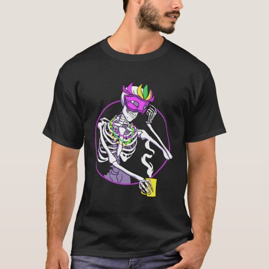 Coffee  Skeleton Mardi Gras Celebration T-Shirt (Vorderseite)