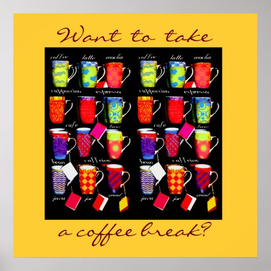 Coffee Slang Tasse Art Poster (Vorne)