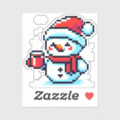 Coffee Snowman - Cosy Pixel Art Christmas Design Aufkleber (Blatt)