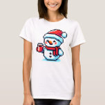 Coffee Snowman - Cosy Pixel Art Christmas Design T-Shirt<br><div class="desc">Sogar Schneemänner brauchen ihre Kaffee-Reparatur! ☕ ⛄ Das Design des "Coffee Snowman" zeichnet sich durch einen Pixelkunst-Schneemann aus, der einen festlichen Weihnachtsmützen trägt und dabei glücklich eine warme Tasse Kaffee hält. Dieses niedliche und geheimnisvolle Design verbindet festlichen Charme mit koffeingeführtem Glück und eignet sich ideal für Kaffeeliebhaber, Wintersportler und Liebhaber...</div>
