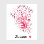Coffee Soulmate Red Hearts Skeleton Hand  Aufkleber (Blatt)