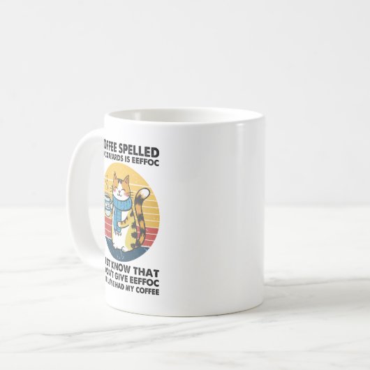 Coffee Spelled Backwards Is EEFFOC – Funny Caffein Kaffeetasse (Vorderseite Links)