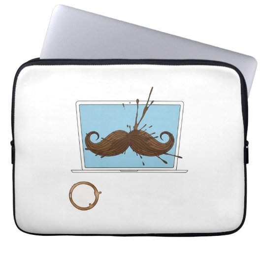 Coffee Spill Mustache Sleeve | Funny Laptop Work (Vorderseite)