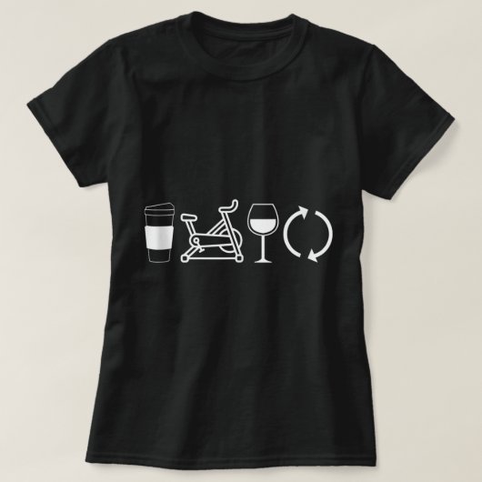 Coffee Spin Wine Repeat Funny Spinning Class Worko T-Shirt (Design vorne)