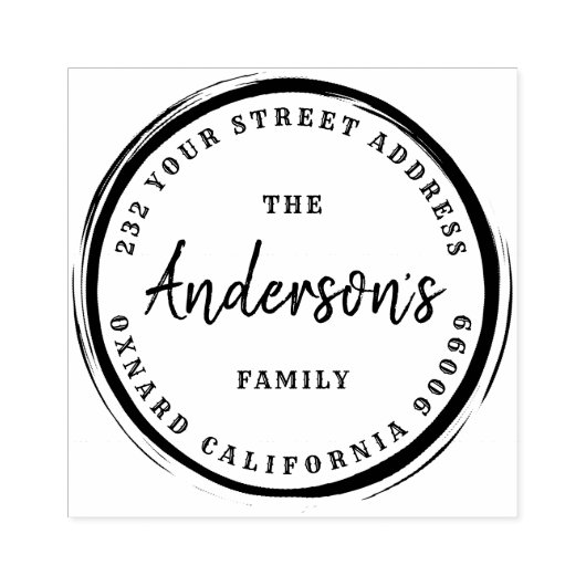 Coffee Stain Circle Custom Family Name Gummistempel (Prägung)