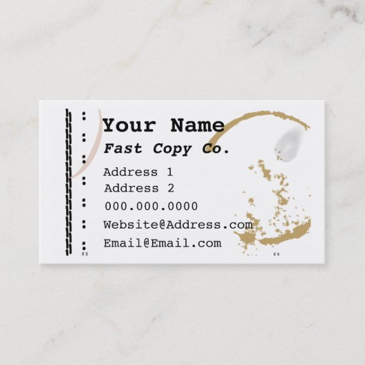 Coffee Stain Schreibwriter Grunge Business Cards Visitenkarte (Vorderseite)