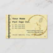 Coffee Stain Schreibwriter Grunge Business Cards Visitenkarte (Vorderseite)