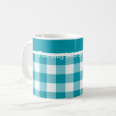 Coffee Tasse, Aquamariner Karo Gingham Kaffeetasse (Vorderseite Links)