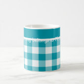 Coffee Tasse, Aquamariner Karo Gingham Kaffeetasse (Mittel)