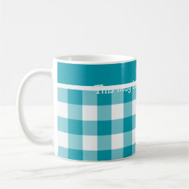 Coffee Tasse, Aquamariner Karo Gingham Kaffeetasse