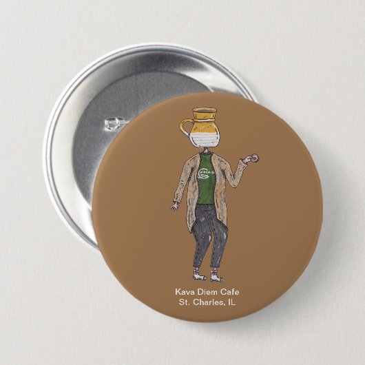 Coffee Tasse Button Button Character 1 - Kava Diem (Vorne & Hinten)