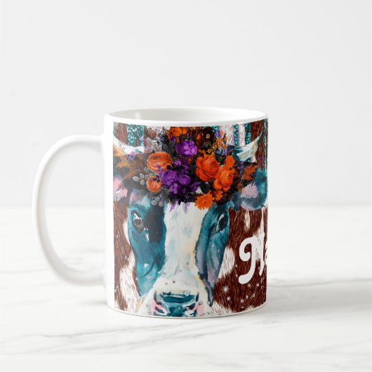 Coffee Tasse Cup für personalisierte Blume Cows (Links)