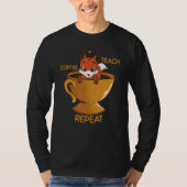 Coffee Teach Repeat Retro Fox Back to School Teach T-Shirt (Vorderseite)