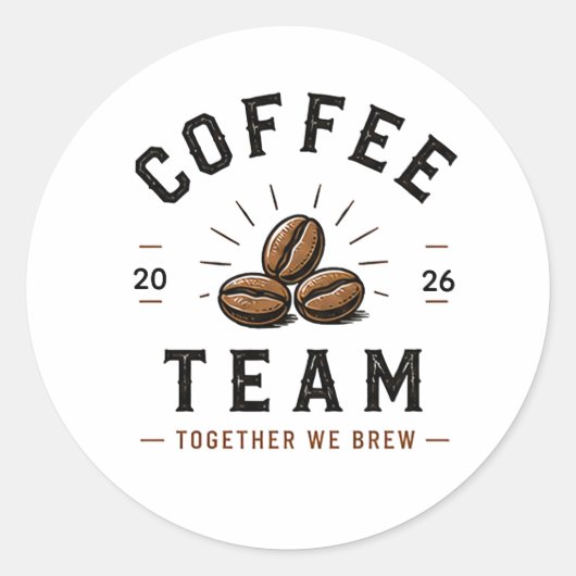 ☕ Coffee Team Cafe-Mitarbeiter-Uniform-Logo ☕ Runder Aufkleber (Vorderseite)