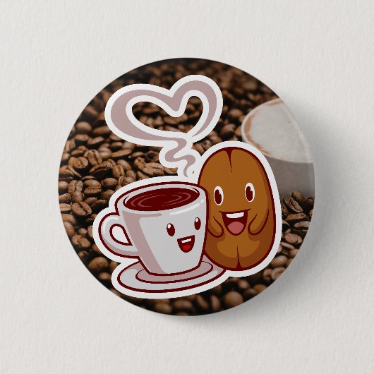 Coffee Thank You Sticker Brown Beans Style Button (Vorderseite)