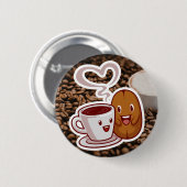 Coffee Thank You Sticker Brown Beans Style Button (Vorne & Hinten)