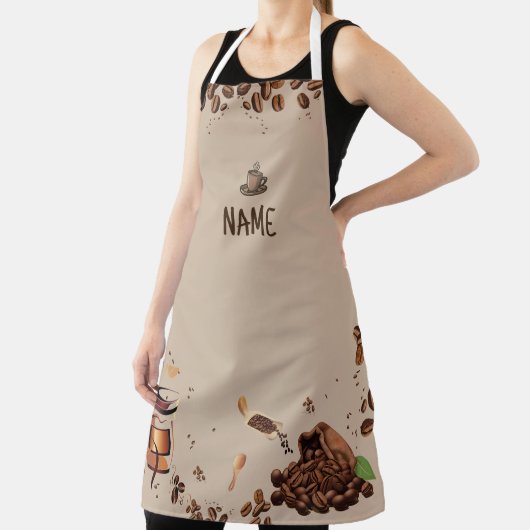Coffee Theme All-over Print Schürze in Medium (InSitu)