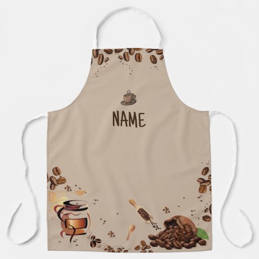 Coffee Theme All-over Print Schürze in Medium (Vorderseite)