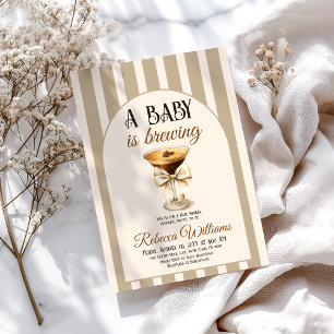 Coffee Theme Baby wird Beige Bow Baby Dusche Einladung
