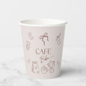 Coffee Theme Beige Cafe Bebe Brewing Baby Shower Pappbecher (Rückseite)
