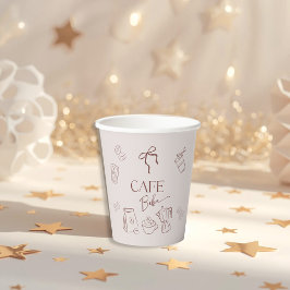 Coffee Theme Beige Cafe Bebe Brewing Baby Shower Pappbecher