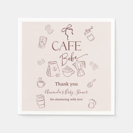 Coffee Theme Beige Cafe Bebe Brewing Baby Shower Serviette (Vorderseite)