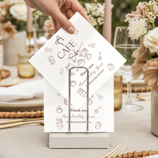 Coffee Theme Beige Cafe Bebe Brewing Baby Shower Serviette