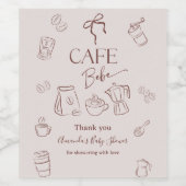 Coffee Theme Beige Cafe Bebe Brewing Baby Shower Weinetikett (Einzelnes Label)
