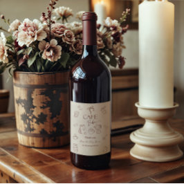 Coffee Theme Beige Cafe Bebe Brewing Baby Shower Weinetikett