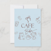 Coffee Theme Blue Bow Cafe Bebe Boy Baby Shower Dankeskarte (Rückseite)
