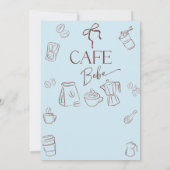 Coffee Theme Blue Bow Cafe Bebe Boy Baby Shower Einladung (Rückseite)