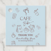 Coffee Theme Blue Bow Cafe Bebe Boy Baby Shower Geschenkanhänger (Vorderseite)