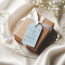 Coffee Theme Blue Bow Cafe Bebe Boy Baby Shower Geschenkanhänger