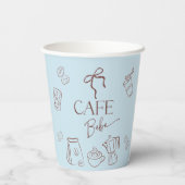 Coffee Theme Blue Bow Cafe Bebe Boy Baby Shower Pappbecher (Rückseite)