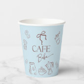 Coffee Theme Blue Bow Cafe Bebe Boy Baby Shower Pappbecher (Vorderseite)