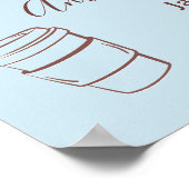 Coffee Theme Blue Bow Cafe Bebe Boy Baby Shower Poster (Ecke)