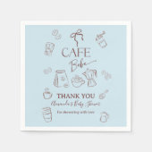 Coffee Theme Blue Bow Cafe Bebe Boy Baby Shower Serviette (Vorderseite)