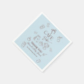Coffee Theme Blue Bow Cafe Bebe Boy Baby Shower Serviette (Ecke)