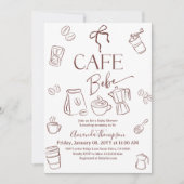Coffee Theme Bow Cafe Bebe Brewing Baby Shower Einladung (Vorderseite)