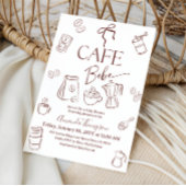 Coffee Theme Bow Cafe Bebe Brewing Baby Shower Einladung