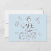 Coffee Theme Boy Blue Bow Cafe Bebe Baby Shower Dankeskarte (Rückseite)