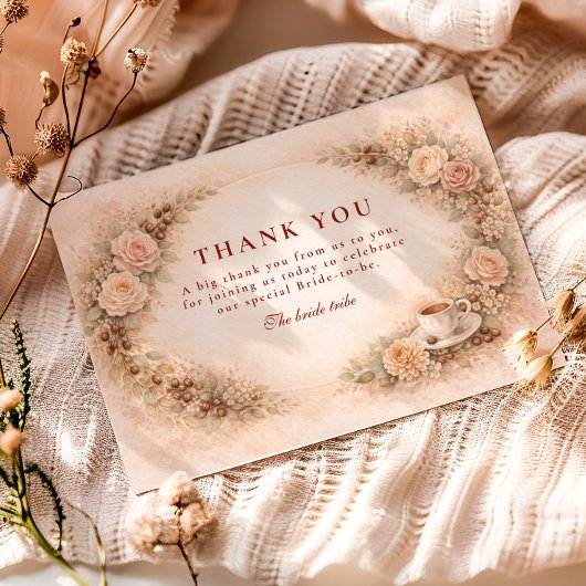 Coffee Theme Bridal Shower Dankeskarte