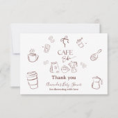 Coffee Theme Cafe Bebe Brewing Baby Shower Dankeskarte (Vorderseite)