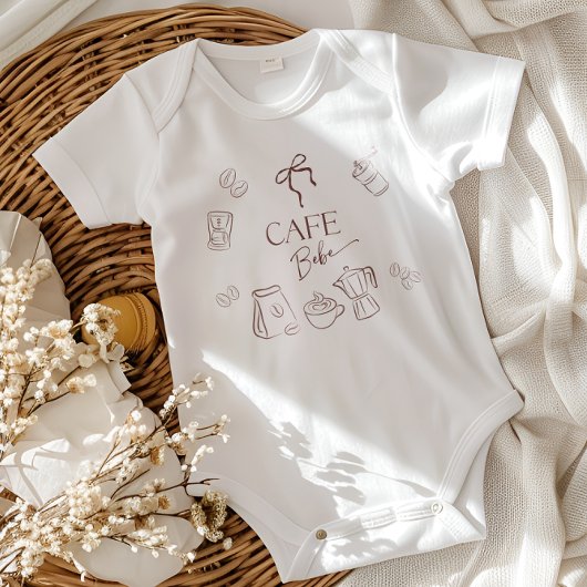 Coffee Theme Cafe Bebe Brewing Bow Baby Shower Baby Strampler