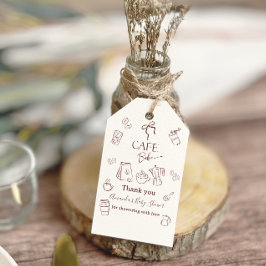 Coffee Theme Cafe Bebe Brewing Bow Baby Shower Geschenkanhänger