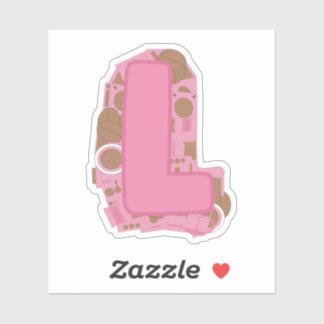 Coffee Theme Letter L Custom Cut Vinyl Sticker
