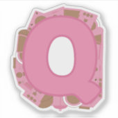 Coffee Theme Letter Q Custom Cut Vinyl Sticker (Vorderseite)