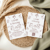 Coffee Theme Neutral Bow Brewing Baby Shower Einladung
