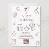 Coffee Theme Neutral Bow Brewing Baby Shower Einladung (Rückseite)
